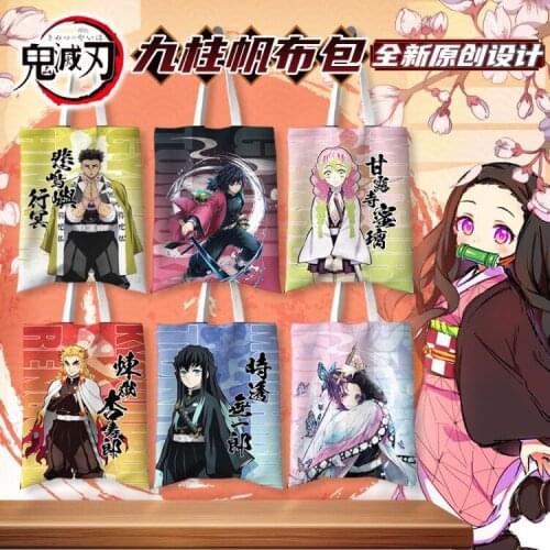 42*33CM Demon Slayer: Kimetsu No Yaiba Rengoku Kyoujurou Kochou Shinobu Student Portable Outdoor canvas Shopping Bag Gift