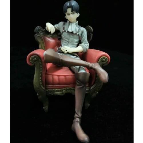 Anime Attacking Giant Levi Ackerman Captain Sitting on the sofa Ichiban reward A boxed figure about 12CM