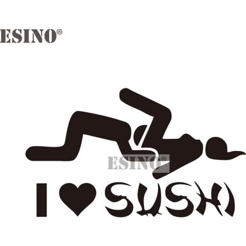 Car Styling I Love Sushi Funny Auto PVC 3D Carving Decal Cartoon Sexy Sticker Car Bumper Body Decal Creative Pattern Vinyl
