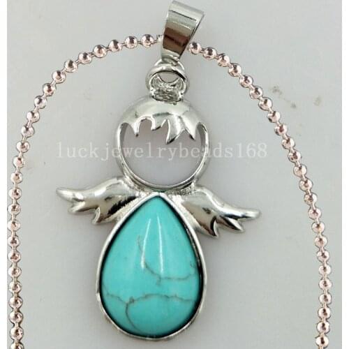 Free Shipping Women Beatiful Howlite Fairy Women Men Art Necklace With Chain 1pcs C4769n