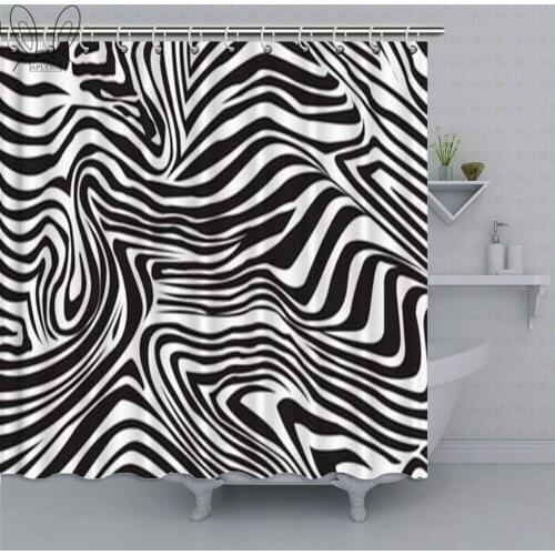 Zebra Geometric Shower Curtain Black And White Waterproof Bathroom Curtain Polyester Fabric Bath Curtain Shower Decor Sets