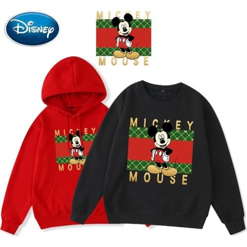 Disney Sweatshirt Harajuku Mickey Mouse Letter Cartoon Print Hooded Pullover Long Sleeve Chic Fashion Unisex Women Tops 3 Colors