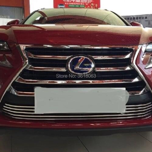 For Lexus NX NX200 NX200T NX300H 2015-2017 ABS Chrome Car Front Grille Protector Cover Trim Car Styling Decoration Accessories