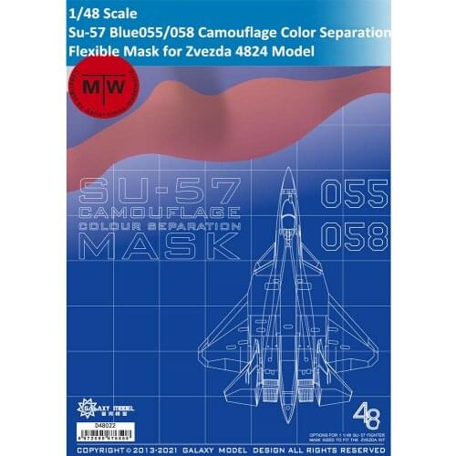 Galaxy D48022 1/48 Scale Su-57 Fifth Generation Fighter Blue055/058 Camouflage Color Separation Flexible Mask for Zvezda APT4824