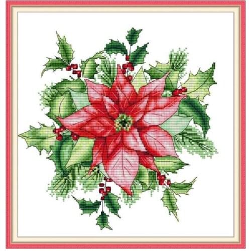 H867 Christmas red cross stitch kit aida 14ct 11ct count printed canvas stitches embroidery DIY handmade needlework