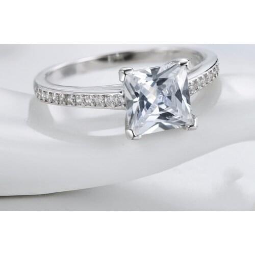 Emerald 925 Sterling silver rings finger Simple square 1ct Created Diamond Rings for Women Engagement Wedding Fine jewelry