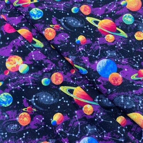 Beautiful 100% Cotton Fabric Purple Bottom Star River Pattern Digital Print Sewing Material DIY Home Patchwork Dress Clothing