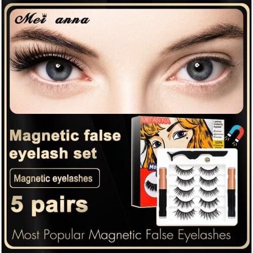 MEIANNA 5 Pairs Natural Eyelashes On MagnetsWaterproof Natural Wispy Eyelashes Extension Fluffy Individual Lashes Makeup Lash