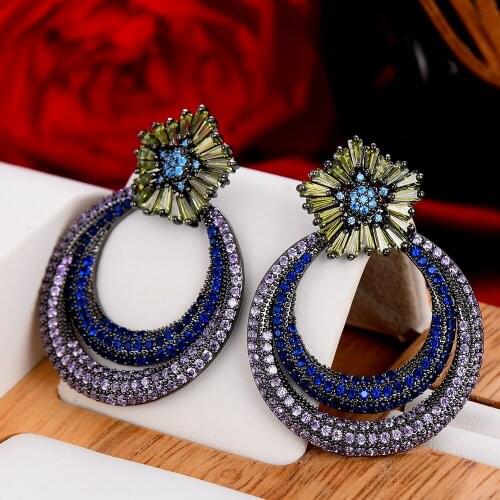 Missvikki Gorgeous Luxury Round Pendant Earring for Women Bridal Wedding Party Jewelry Bohemia Style Top Quality Accessories