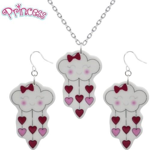 2019 Fashion Girls Kids Gift Jewelry Love Heart Cloud Earring Pendant Short Chain Necklace Free Shipping Xma Gift KS147