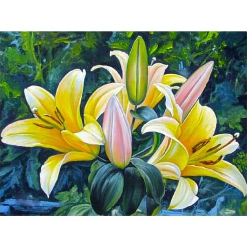 Lily Flowers Embroidery Mosaic Craft Orchid Diamond Painting Kits Beads Picture Wall Paper Rhinestones Draw Christmas Gift New