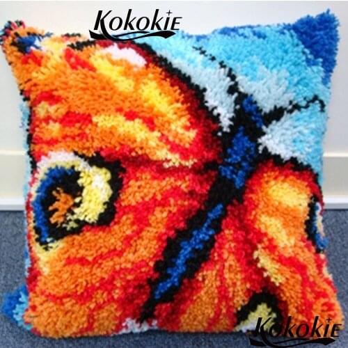 Latch Hook diy rug making Kits animals cross stitch butterfly printed pillow kits Threads embroidery embroider Needlework kits