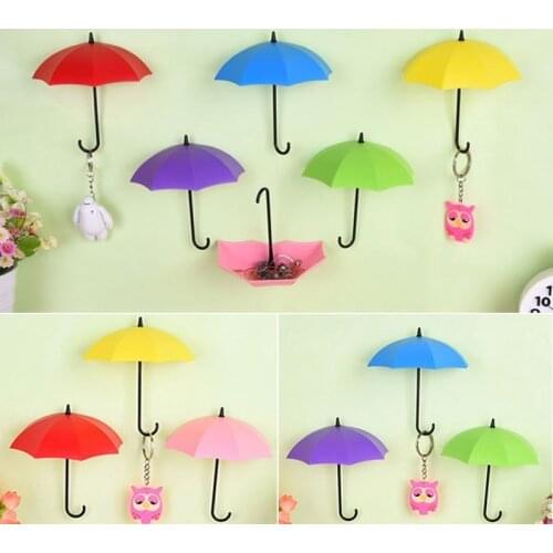 3pcs/set Umbrella-shaped Wall Hooks Creative Key Kitchen Tools Hanging Rack Holder Pin Hanger Home Storage Organizer Accessories