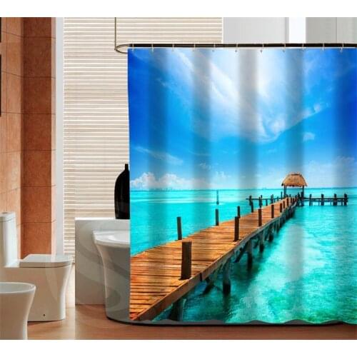 New Classical Blue Ocean Bath Curtains custom Bathroom Best Decor polyester fabric Shower Curtain