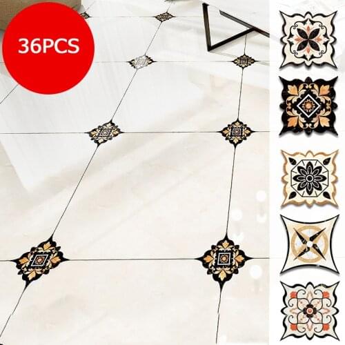 New 36pcs Self Adhesive PVC Ceramic Tile Stickers Waterproof Wall Sticker Art Diagonal Floor Stickers Kitchen Decorative Sticker