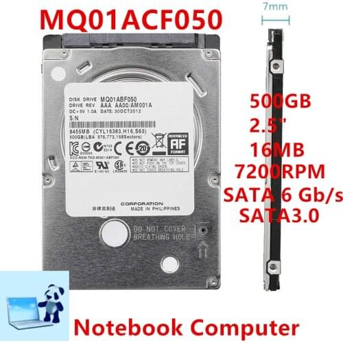 New HDD For Toshiba Brand 500GB 2.5" SATA 6 Gb/s 16MB 7200RPM For Internal Hard Disk For Laptop Hard Drive For MQ01ACF050