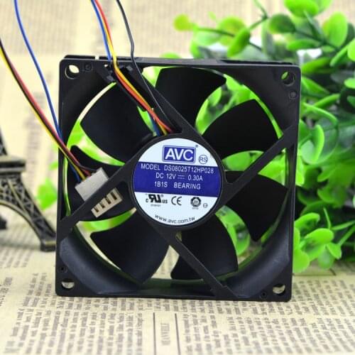 Authentic FOR AVC 8025 8CM 4-wire ball fan temperature controlled mute DS08025T12HP028 0.30A