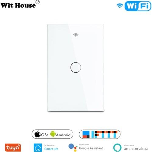 Tuya Wifi Smart Light Switch US 1/2/3 Gang Touch Panel Wall Switch 110-240V Neutral Required Compatible with Alexa Google Home