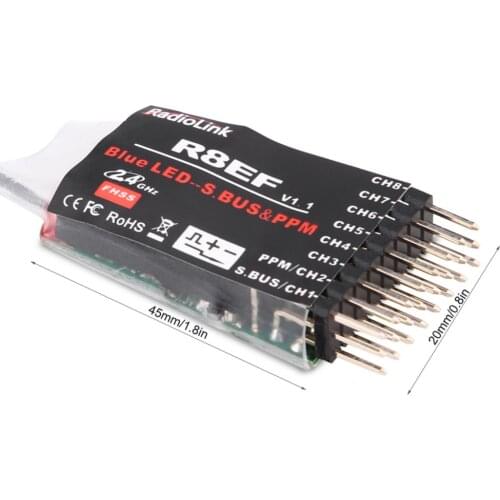 Radiolink RC Parts R8EF 8 Channel SBUS PWM PPM Receiver Accessory for T8FB RC4GS RC Transmitter Remote Control Boat Receiver