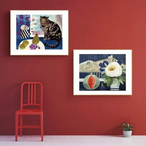 Retro Fashion Classical European Decorative Flower plant Animal Scenic Cat Poster and Prints Canvas Painting Wall Art Home Decor