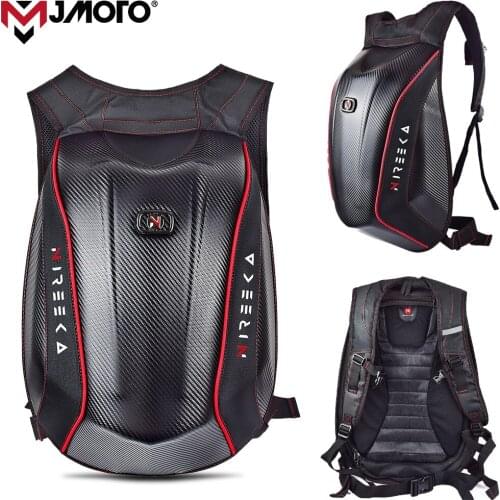 Carbon Fiber Motorcycle Backpack Motocross Helmet Bag Waterproof Motorsport Riding Backpack Expandable Hard Shell Bags