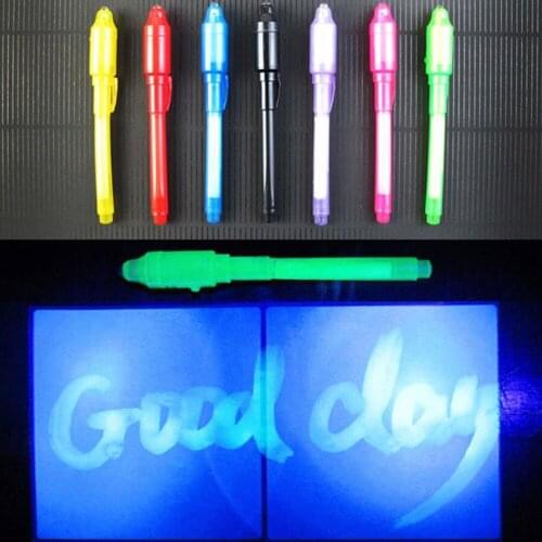 1Pcs LED Pen Ink Secret Marker Pen Multifunction Invisible UV With Ultra Violet LED Pen Light Learning Education Toys For Kids