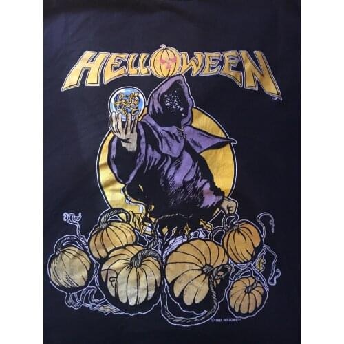 Vintage 1987 Helloween Welcome to Future World concert tour T-Shirt Size L Round Neck Clothes