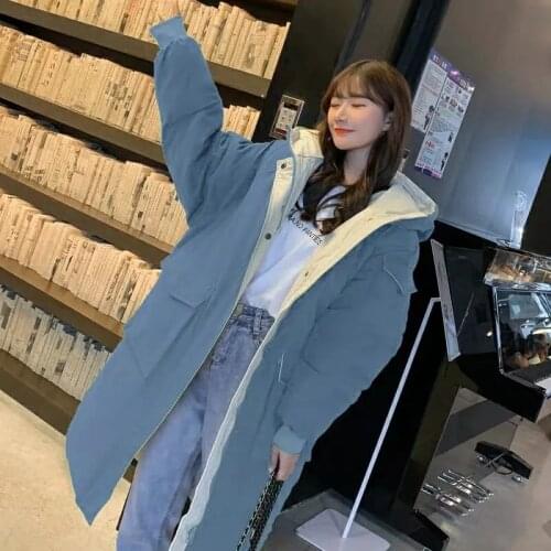 Womens Coat 2021 New Winter Cotton Coats Zipper Korean Hat Loose Cottons Jacket Female Student Padded Outwear Harajuku Style