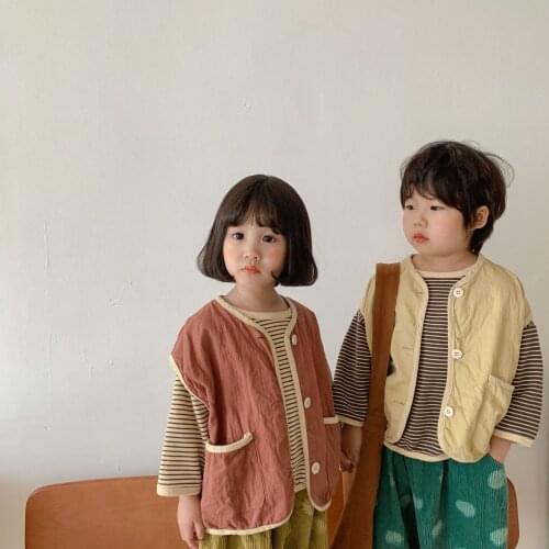 2021 Korea style girls boys vest autumn cotton fashion kids waistcoat 2-7 years
