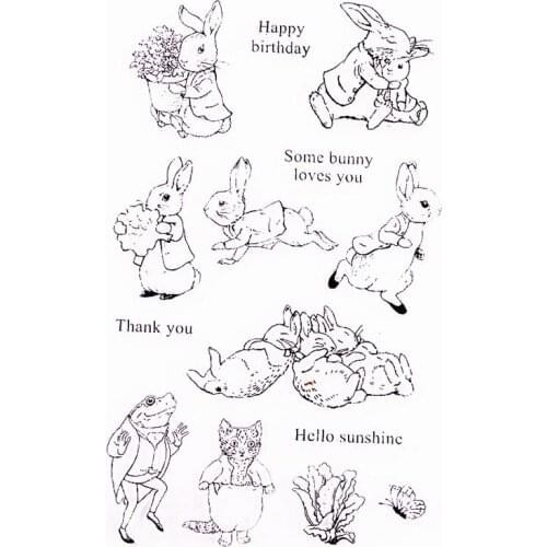 12.5x20.5cm rabbit party TPR Transparent Silicone Rubber Clear Stamps cartoon Scrapbooking/DIY Easter wedding album