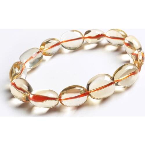 14*11*10mm Oval Clear Beads Bracelets For Women Femme Charm Stretch Genuine Natural Quartz Bracelet