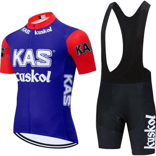 2021 Team KAS Cycling Jersey Set Mens Cycling Clothing Bicycle Bib Shorts Mountain Road Bike Shirt Suit MTB Maillot 20D