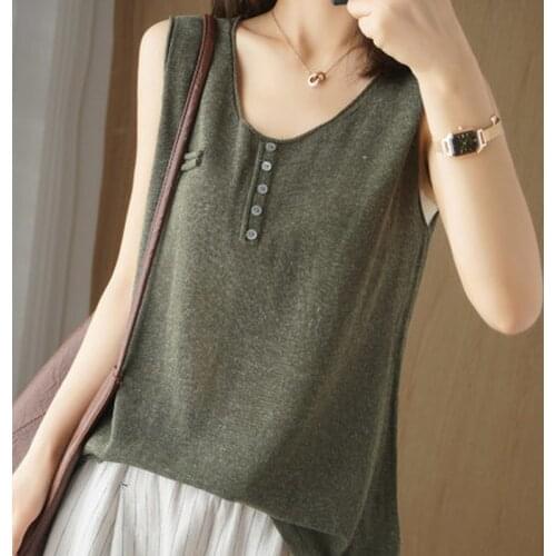 2021 Summer Tops Women Knitted Top Solid Vest V-neck Sexy Clothes Korean Sexy Cotton Short Tank Fashion Women Shirt Blusas 14644
