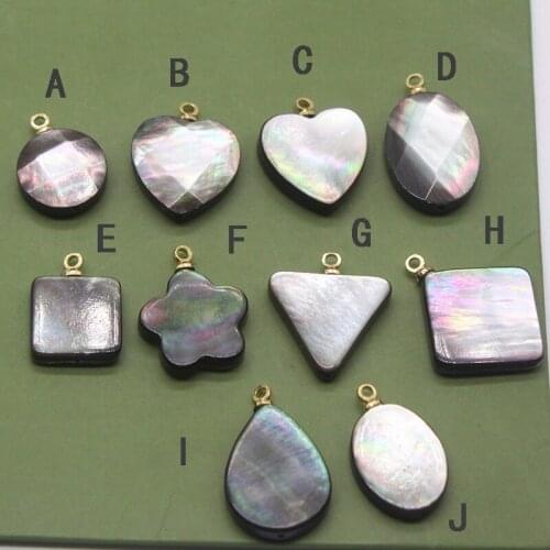 5pcs Natural Shell Black Shell Face Water Drop Flower-shaped Pendant for DIY Women Fashion Bracelets Necklaces Earrings Jewelry