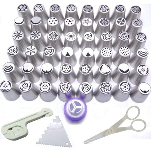52PCS Stainless Steel Cake Nozzles Tips Fondant Tulip Icing Piping Pastry Cakes Decorating Tip Cupcake Decorator Cake tools