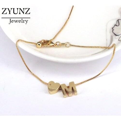 6PCS, Lovely Heart Letter Link Chain Bracelets for Women Gold Color Anklet Bracelets