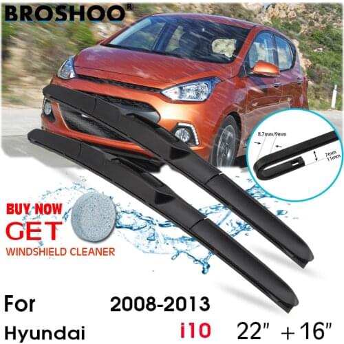 Car Wiper Blade Front Window Windscreen Windshield Wiper Blades J hook Auto Accessories For Hyundai i10 22"+16" 2008-2013