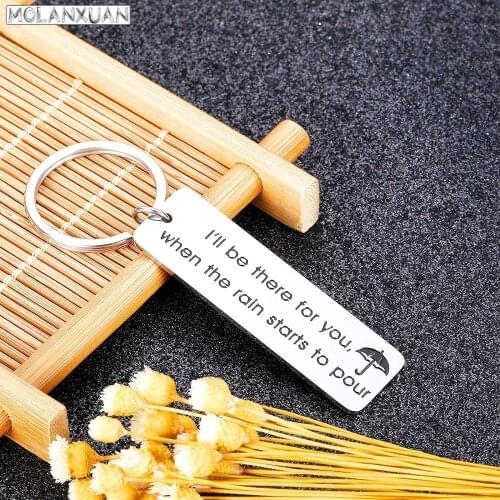 Long Distance Keychains Gift for Him Her Relationship Key Chains I'll Be There for You,when The Rain Starts To Pour BFF Keyring