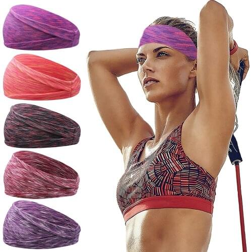 2021 Men Women Elastic Sport Hairbands Wide Turban Twist Knitted Absorbing Sweat Yoga Outdoor Sports Running Headbands Headwear