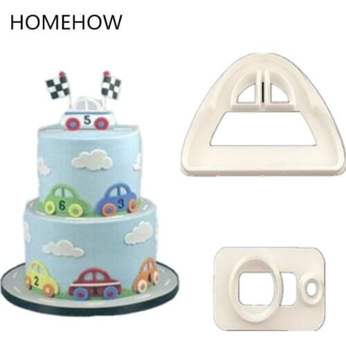 Homehow 2PCS/Lot Cute Car Cake Mold Pastry Fondant Plastic Mold For Cake Cupcake Decoration Kitchen Baking Mold