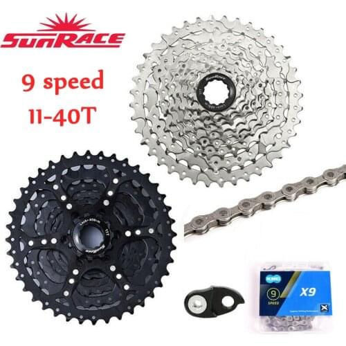Sunrace 9 Speed Cassette 11-40T Mountain Bike Freewheel X9 Chain Cogs Wide Ratio MTB Freewheel Adapter fit Shimano SRAM