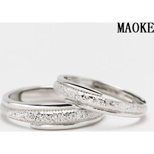 Promotions S925 Sterling SV Lovers Ring Nail Sand Blasting Matte To Old Pair Fashion Jewelry for Womens Fashion Gifts