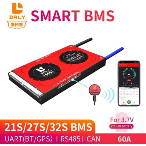 Li-ion smart BMS 3.7V 18650 21S 27S 32S 60A active balance bluetooth bms usb with display uart rs485 can for lithium battery
