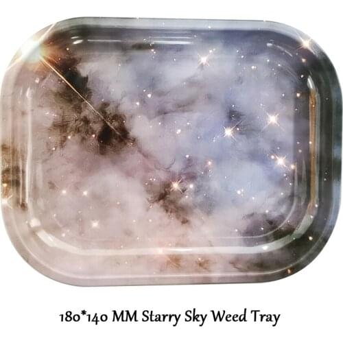 Fashion Starry Sky Metal Tray Cigarette Smoking Tray Herb Tobacco Tinplate Plate Grinder Tools Plate Smoking Accessories