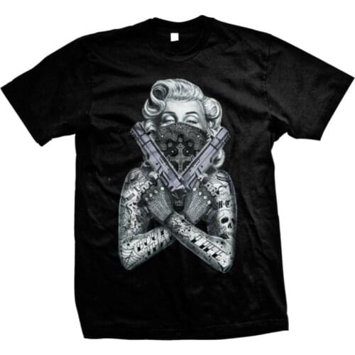 Marilyn Gangster Gun Dual Pistol Thug Bout That Life Mens T-Shirt high Quality MenS Cotton Clothing T Shirts Ringer Tee Shirt