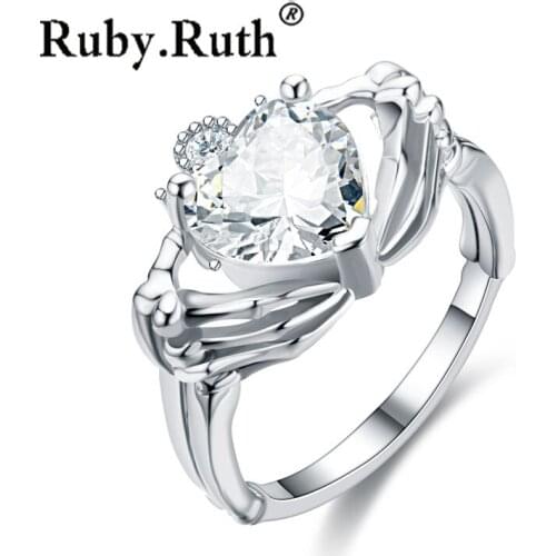 Skull Heart womens Mens Skeleton Hand Ring Biker Ring jewelry