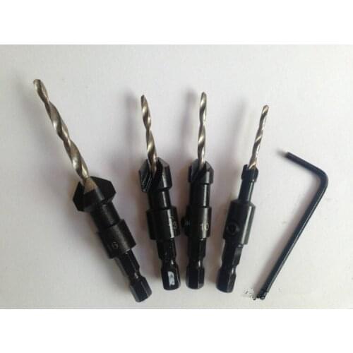 5pcs HSS Countersink Drill Bit Set Quick Change 1/4 Hex Shank Woodworking Counterbores Drill Wood Hole Cutter #6 #10 #13 #16