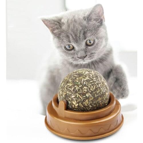 Natural Catnip Cat Wall Stick-on Ball Toy Treats Healthy Removes Hair Balls to Promote Digestion Cat Grass Snack Pet Supply C42