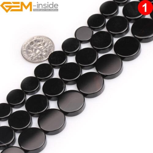 Natural Round Coin Black Agates Stone Beads For Jewelry Making 10mm 12mm 14mm 16mm 15 inch DIY FreeShipping Wholesale