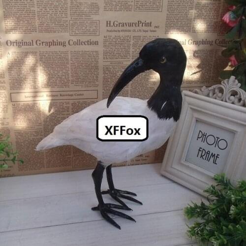 New simulation black&white Crested Ibis model resin&fur Crested Ibis toy gift about 28x24cm xf0680